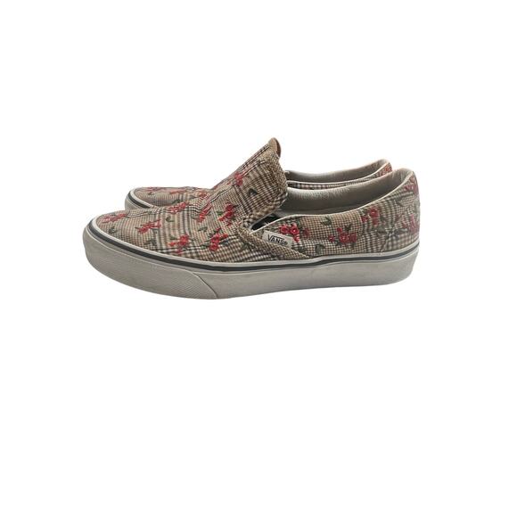 VANS Slip On Glen Plaid Floral Embroidered W 8.5/ M 7 Style 507608 *see pics - Picture 1 of 8
